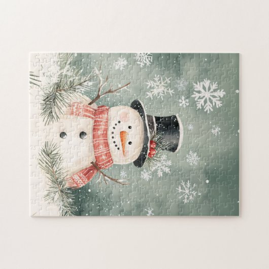 Snowman Snowflakes Spruce Sprigs Puzzle (Horizontal)