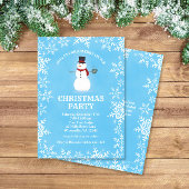 Snowman Snowflakes Watercolor Blau Weihnachten Par Einladung