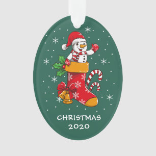Snowman Snowflakes Weihnachten 2020 Grün Ornament
