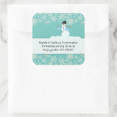 Snowman Snowflakes Winterferien Weihnachtsadressen Quadratischer Aufkleber (Tasche)