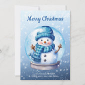 Snowman Snowglobe Blue White Frohe Weihnachten (Vorderseite)