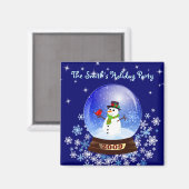 Snowman Snowglobe - Custom Holiday Party Magnet (Vorderseite/Rückseite)