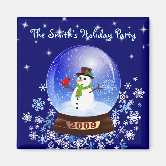 Snowman Snowglobe - Custom Holiday Party Magnet (Vorne)