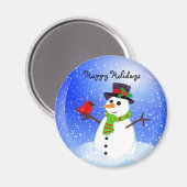 Snowman Snowglobe - Happy Holidays Magnet (Vorderseite/Rückseite)