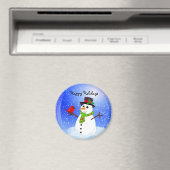 Snowman Snowglobe - Happy Holidays Magnet (In Situ (Geschirrspüler))