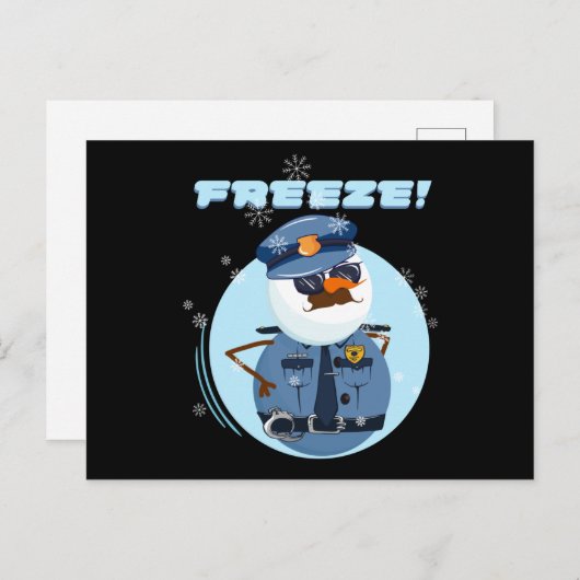Snowman Snowmen Polizeibeamter Polizist Freeze Postkarte (Vorne/Hinten)
