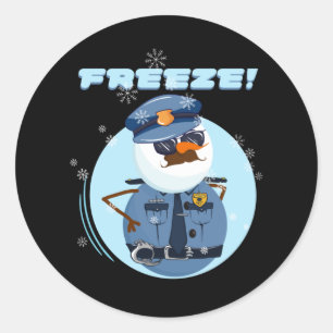 Snowman Snowmen Polizeibeamter Polizist Freeze Runder Aufkleber