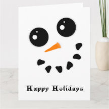 Snowman Snowomen Face Happy Holidays Falted Card