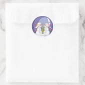 Snowman Snowstorm Snowing Runder Aufkleber (Tasche)