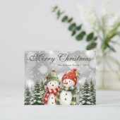 Snowman Snowy Forest Frohe Weihnachten (Stehend Vorderseite)