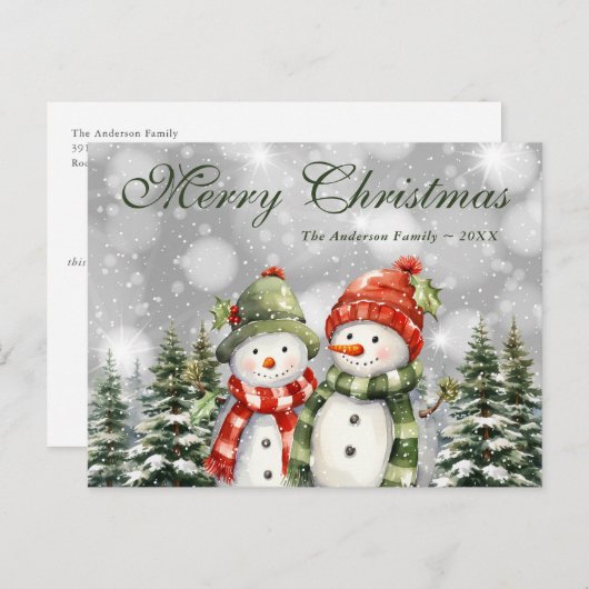 Snowman Snowy Forest Frohe Weihnachten (Vorne/Hinten)