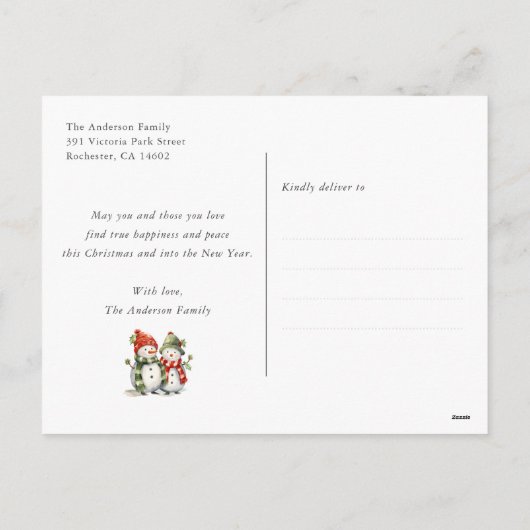 Snowman Snowy Forest Frohe Weihnachten (Rückseite)