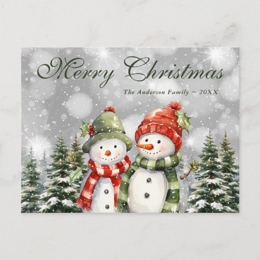 Snowman Snowy Forest Frohe Weihnachten (Vorderseite)