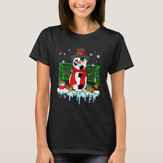 Snowman Soccer Balls Christmas Soccer Player  Fami T-Shirt (Vorderseite)