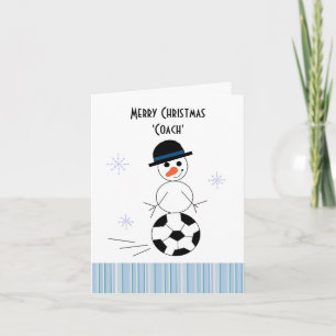 Snowman Soccer Coach Feiertagskarte