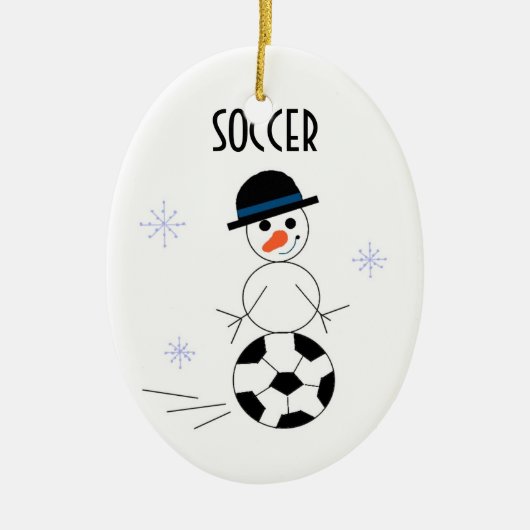 Snowman Soccer Player Keramikornament (Vorne)