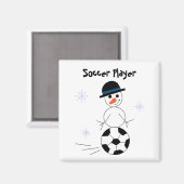 Snowman Soccer Player Magnet (Vorderseite/Rückseite)