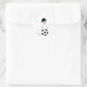 Snowman Soccer Player Runder Aufkleber (Tasche)
