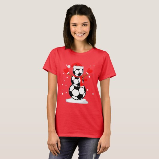 Snowman Soccer T - Shirt Funny Christmas Geschenk (Vorne ganz)