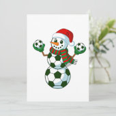 Snowman Soccer Weihnachten Sport Liebhaber Einladung (Stehend Vorderseite)
