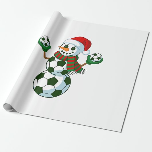 Snowman Soccer Weihnachten Sport Liebhaber Geschenkpapier (Ungerollt)