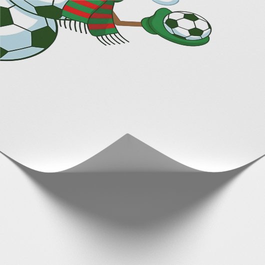Snowman Soccer Weihnachten Sport Liebhaber Geschenkpapier (Ecke)