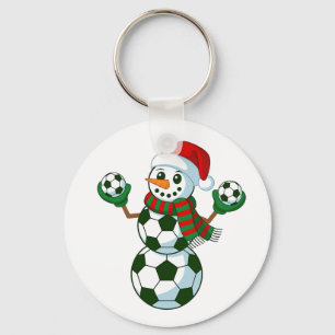 Snowman Soccer Weihnachten Sport Liebhaber Schlüsselanhänger