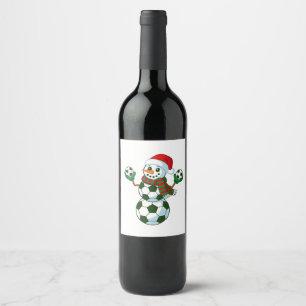 Snowman Soccer Weihnachten Sport Liebhaber Weinetikett