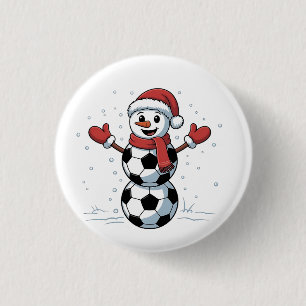 Snowman Soccer Weihnachten Weihnachtsmann Baseball Button