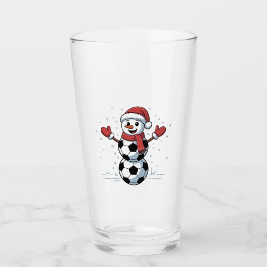 Snowman Soccer Weihnachten Weihnachtsmann Baseball Glas (Vorderseite)