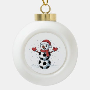 Snowman Soccer Weihnachten Weihnachtsmann Baseball Keramik Kugel-Ornament