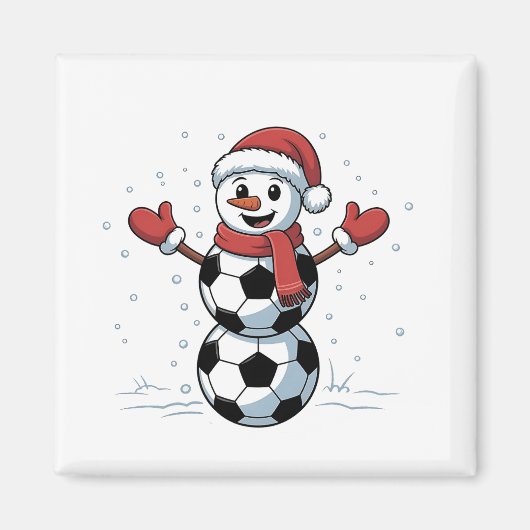 Snowman Soccer Weihnachten Weihnachtsmann Baseball Magnet (Vorne)