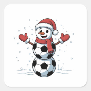 Snowman Soccer Weihnachten Weihnachtsmann Baseball Quadratischer Aufkleber
