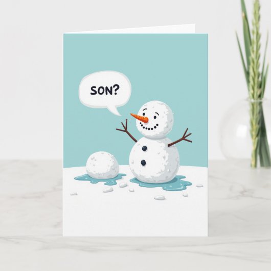 Snowman Son Melting Funny Christmas Card Karte (Vorderseite)
