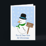 Snowman Son Weihnachtskarte Feiertagskarte<br><div class="desc">Grußkarte für die Weihnachtskarte Schneemann Design. Passen Sie diese Weihnachtskarte mit jedem beliebigen Text an und lassen Sie sie dann drucken und Ihnen zuschicken oder laden Sie sie sofort herunter. Wenn Sie Hilfe bei der Anpassung benötigen, kontaktieren Sie uns über den Link auf dieser Seite. Snowman entwirft personalisierte Weihnachtskarte, die...</div>