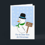 Snowman Son Weihnachtskarte Feiertagskarte<br><div class="desc">Grußkarte für die Weihnachtskarte Schneemann Design. Passen Sie diese Weihnachtskarte mit jedem beliebigen Text an und lassen Sie sie dann drucken und Ihnen zuschicken oder laden Sie sie sofort herunter. Wenn Sie Hilfe bei der Anpassung benötigen, kontaktieren Sie uns über den Link auf dieser Seite. Snowman entwirft personalisierte Weihnachtskarte, die...</div>