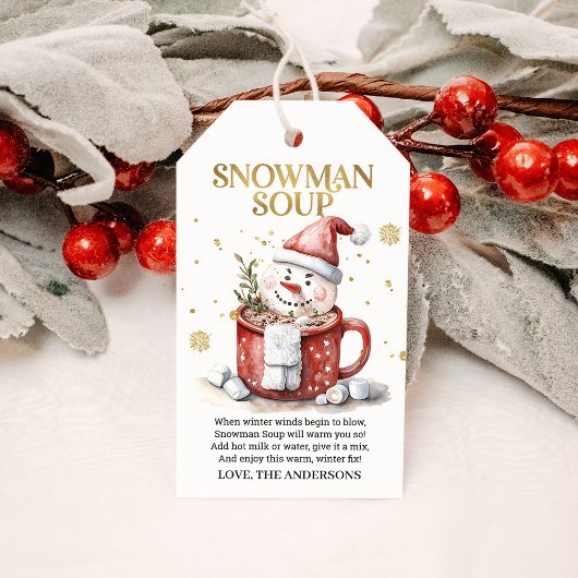 Snowman Soup Heiße Cocoa Urlaub Geschenkanhänger