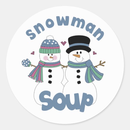 Snowman Soup Label Runder Aufkleber (Vorderseite)