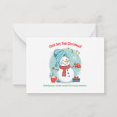 Snowman Spa Day – Funny Christmas Greeting Card Mitteilungskarte (Vorderseite)