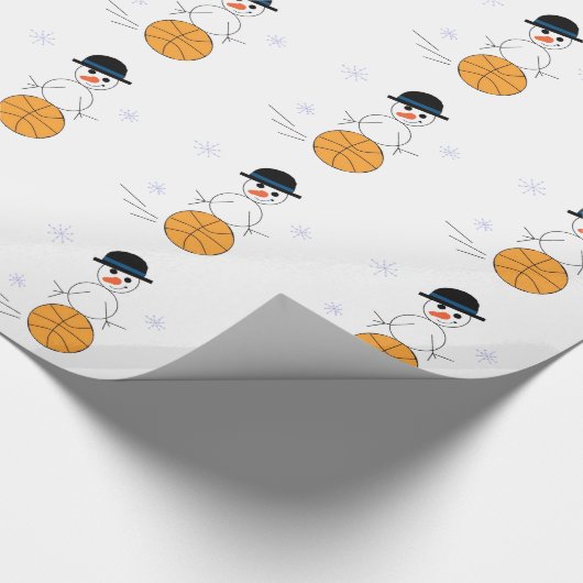 Snowman spielt Basketball Geschenkpapier (Ecke)