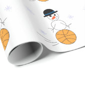 Snowman spielt Basketball Geschenkpapier (Rolleneckpunkt)