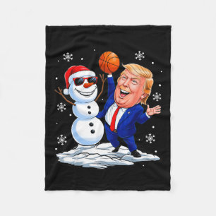Snowman spielt Basketball mit Trumps Weihnachtsfei Fleecedecke