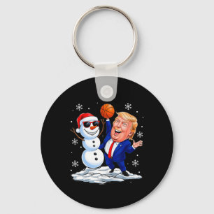 Snowman spielt Basketball mit Trumps Weihnachtsfei Schlüsselanhänger
