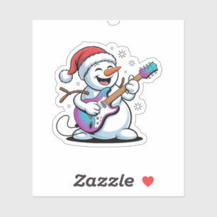 Snowman spielt Gitarre Electric Rock Weihnachten Aufkleber