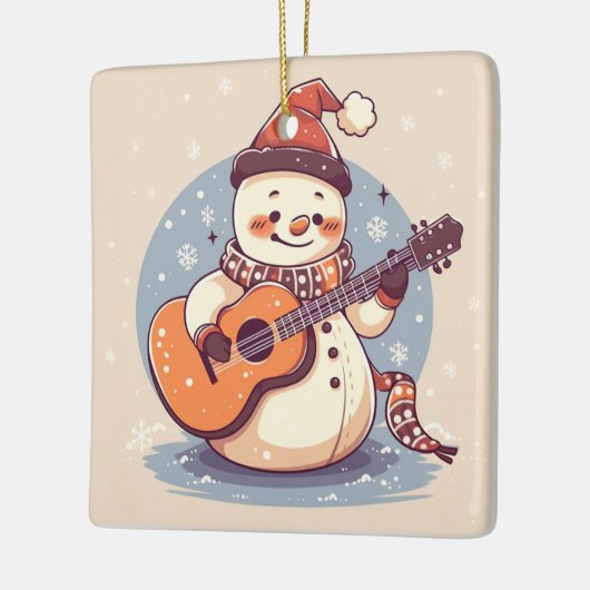 Snowman spielt Gitarre Keramikornament (Links)