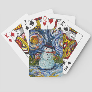 Snowman spielt Karten Spielkarten