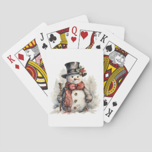 Snowman spielt Karten Spielkarten