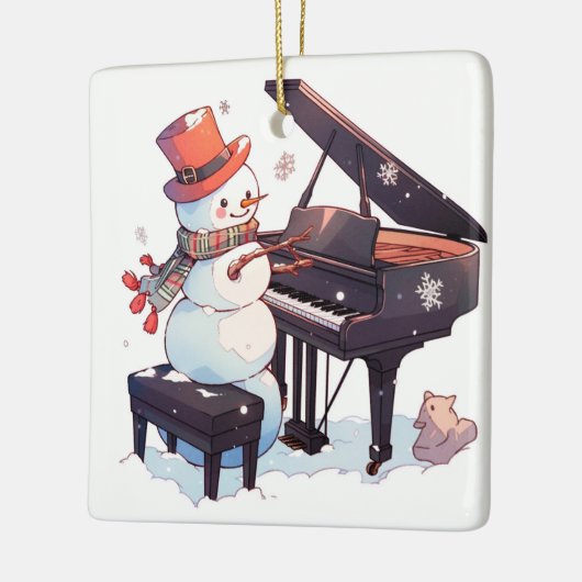 Snowman spielt Klavier Keramikornament (Links)