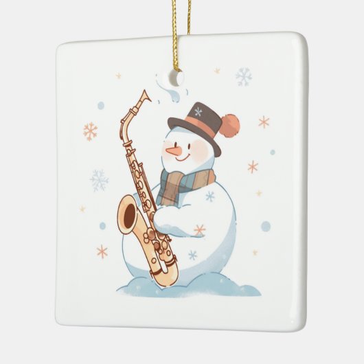 Snowman spielt Saxophon Keramikornament (Links)