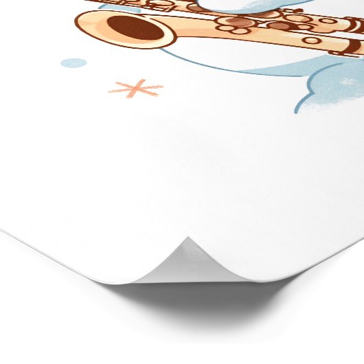 Snowman spielt Saxophon Poster (Ecke)